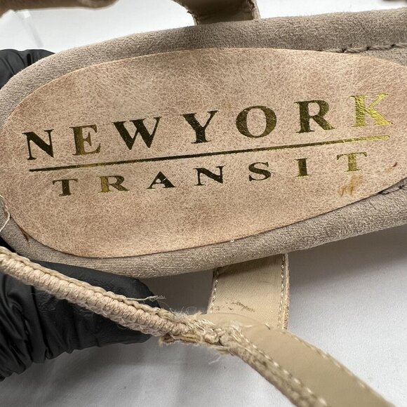 New York Transit Womens 9M Beige Woven Sandals Beaded Floral Wedge Open Toe Boho - Picture 8 of 12
